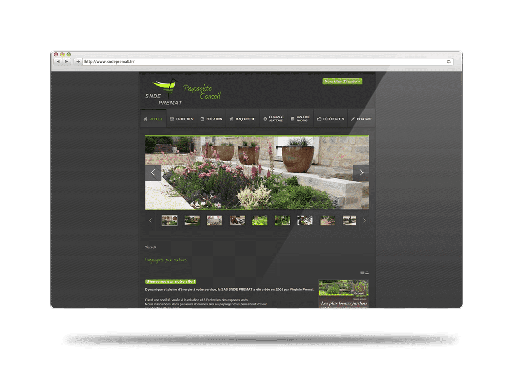 SNDE Premat est une entreprise de création et d'entretien des espaces verts. ESR, a réalisé la conception du site internet : conception, ergonomie, webdesign et développement.